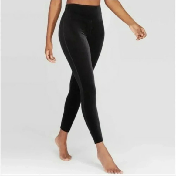 SPANX Pants - Spanx Womens Small Black Velvet Velour High Rise Stretch Shaping Leggings